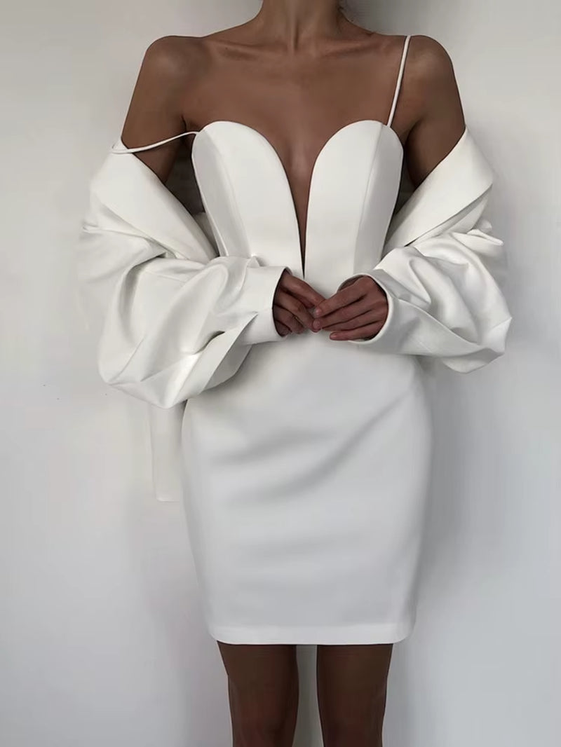 Women Summer Sexy Sleeveless Backless V Neck White Black Mesh Mini Bodycon Bandage Dress 2024 Elegant Evening Club Party Dress
