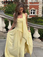 Fashion Patchwork Split Strapless Dress Women'S Elegant Sleeveless Backless Long Dress 2025 Summer New Lady Evening Party Robes